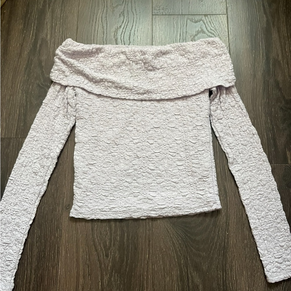 Forever 21 Off-Shoulder Textured Sweater in lavender